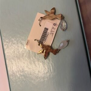 Gold Bird Earrings with Crystal Drops